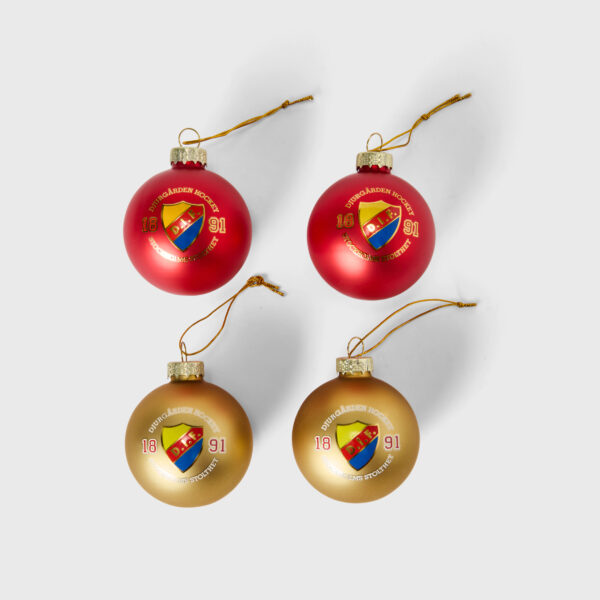 julgranskulor glas 4-pack guld/röd hockey